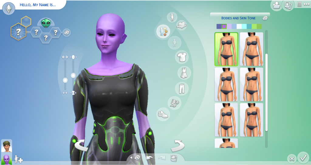 Creating an alien in the Sims 4 cas